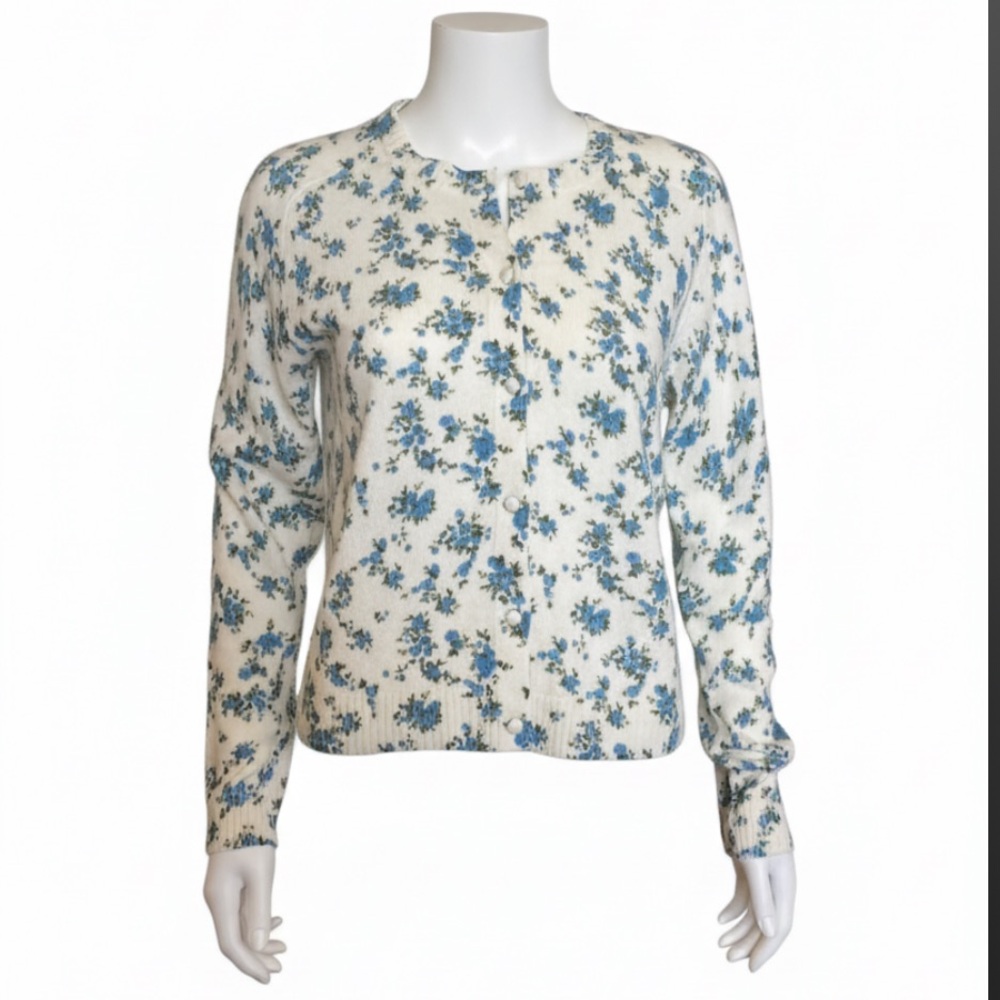 Joie Floral Cashmere Cardigan Sweater Size M - Picture 2 of 7